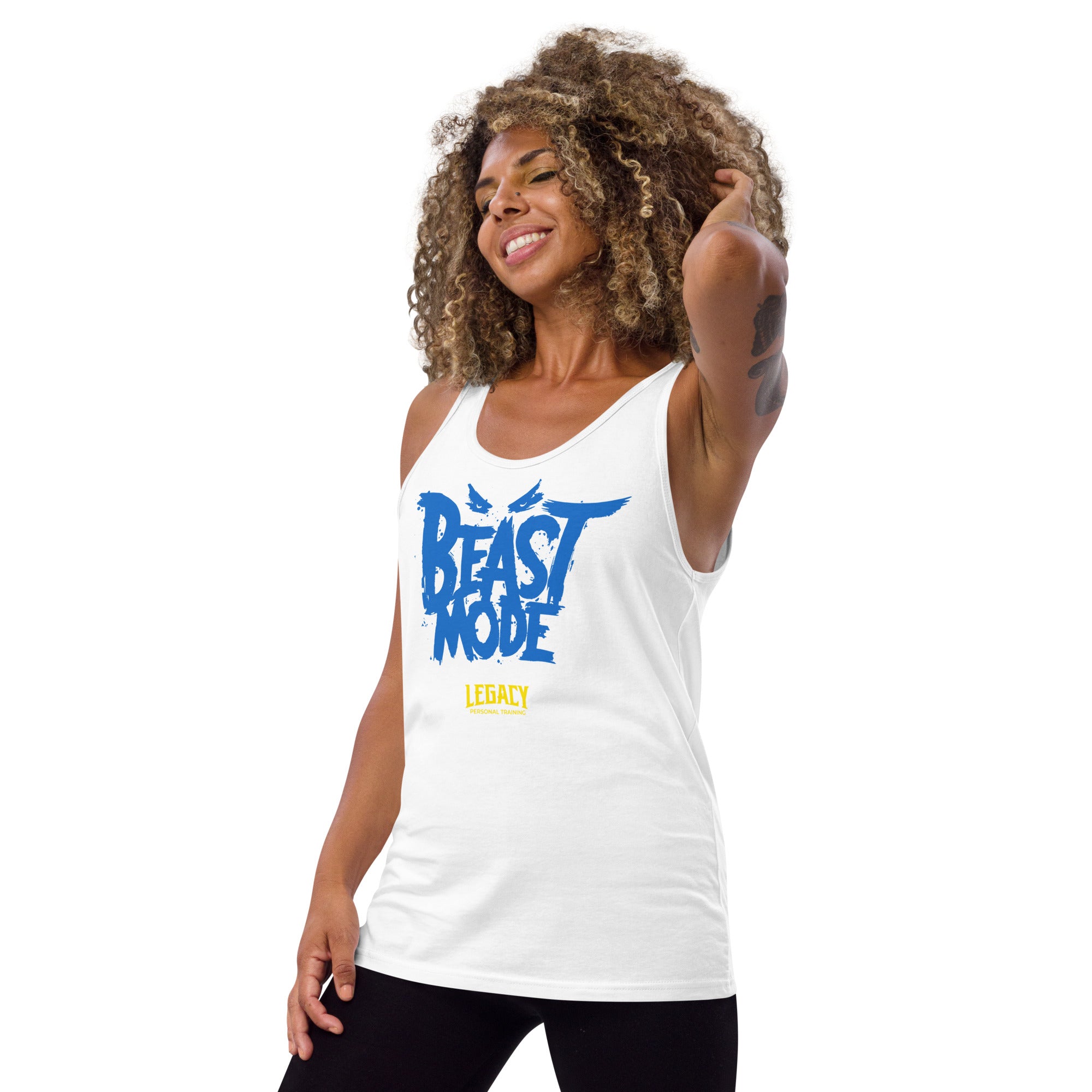 Beast Mode White Unisex Tank Top