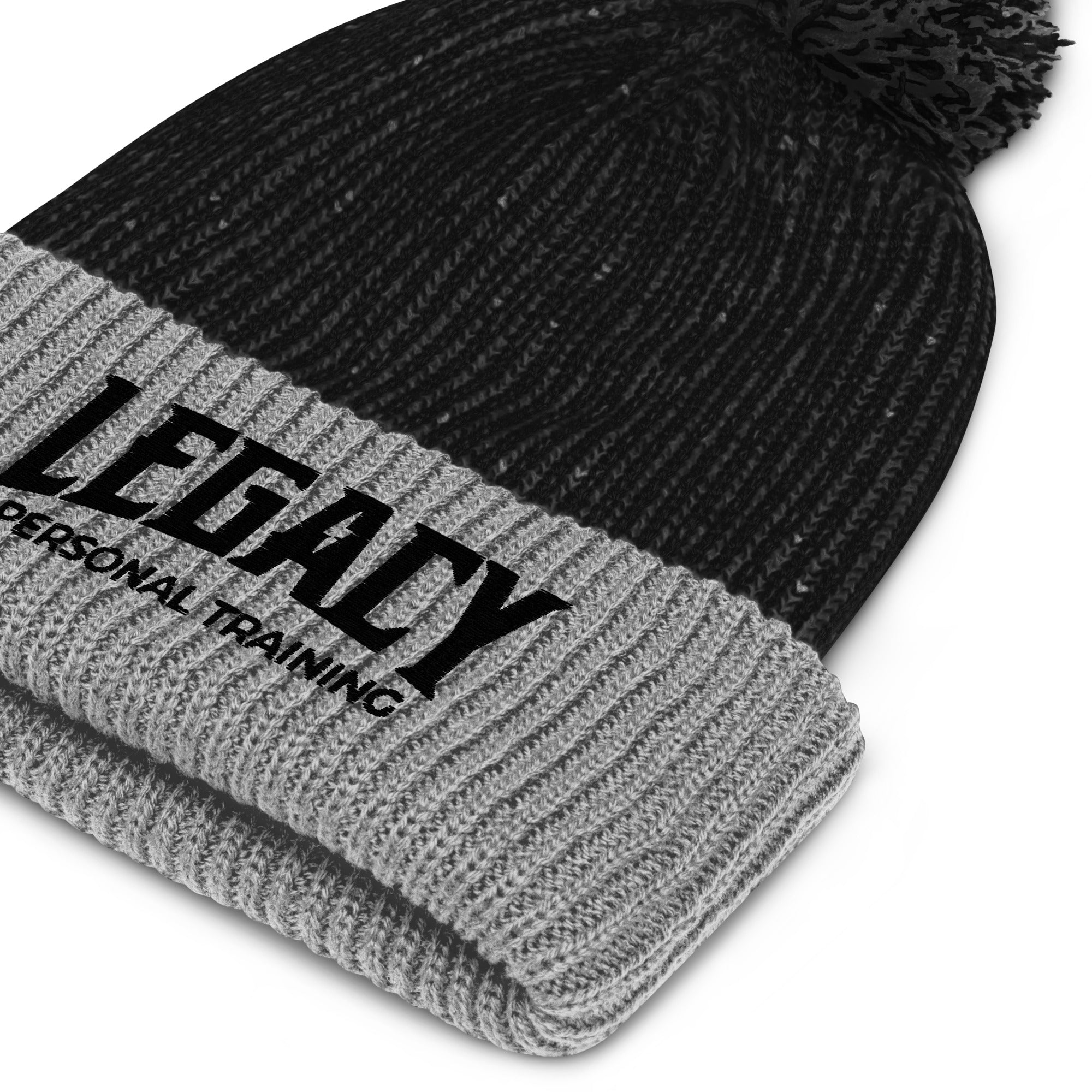 Legacy Black and White Pom-Pom Beanie