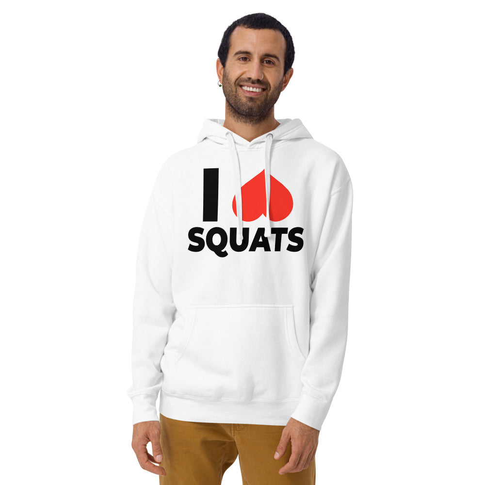 I ♥ Squats White Unisex Hoodie