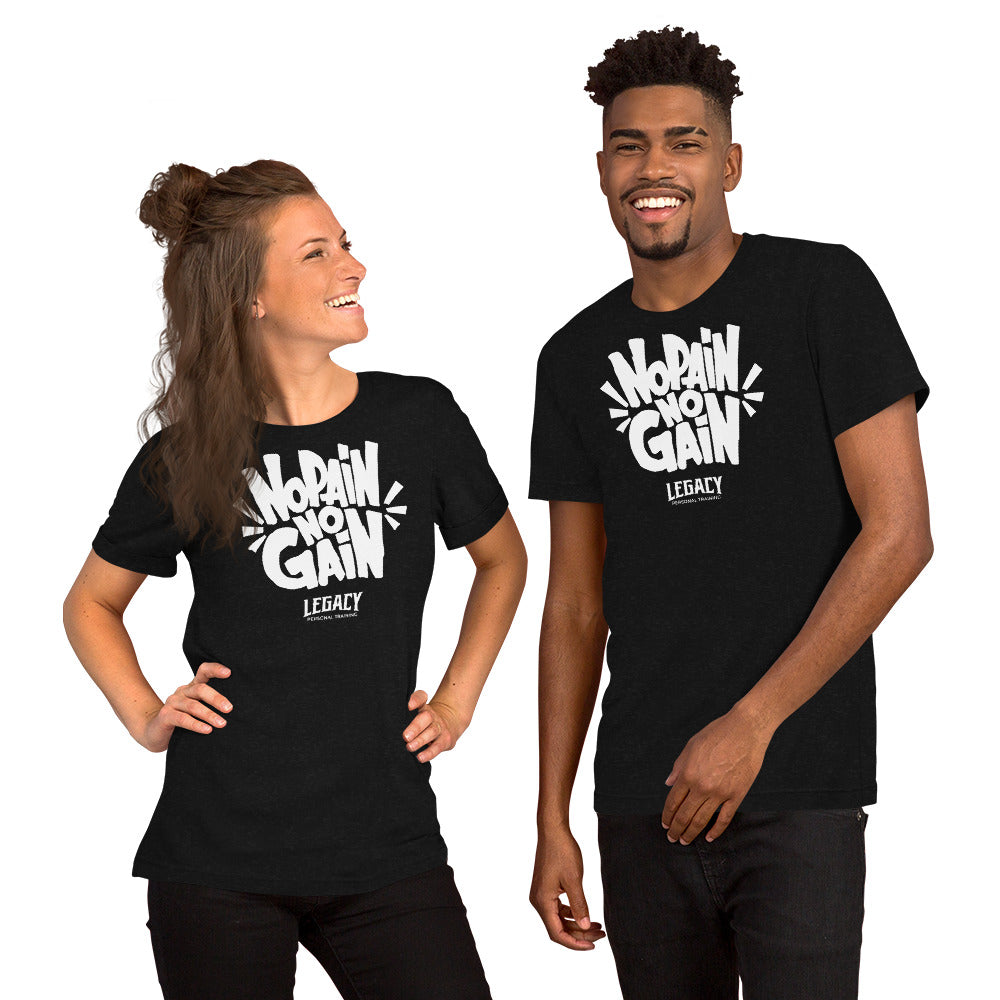 No Pain No Gain Black Short-Sleeve Unisex T-Shirt