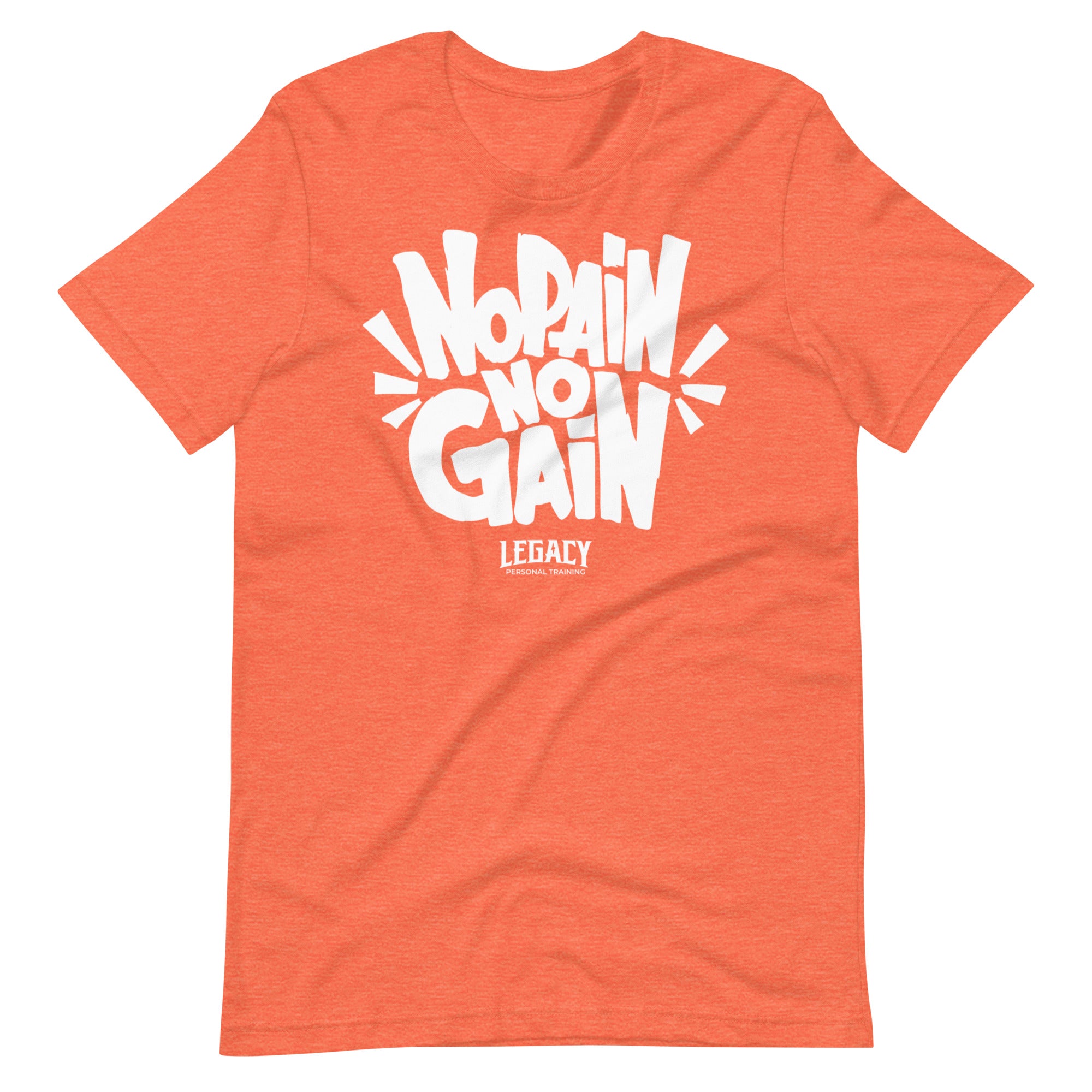 No Pain No Gain Orange Heather Short-Sleeve Unisex T-Shirt