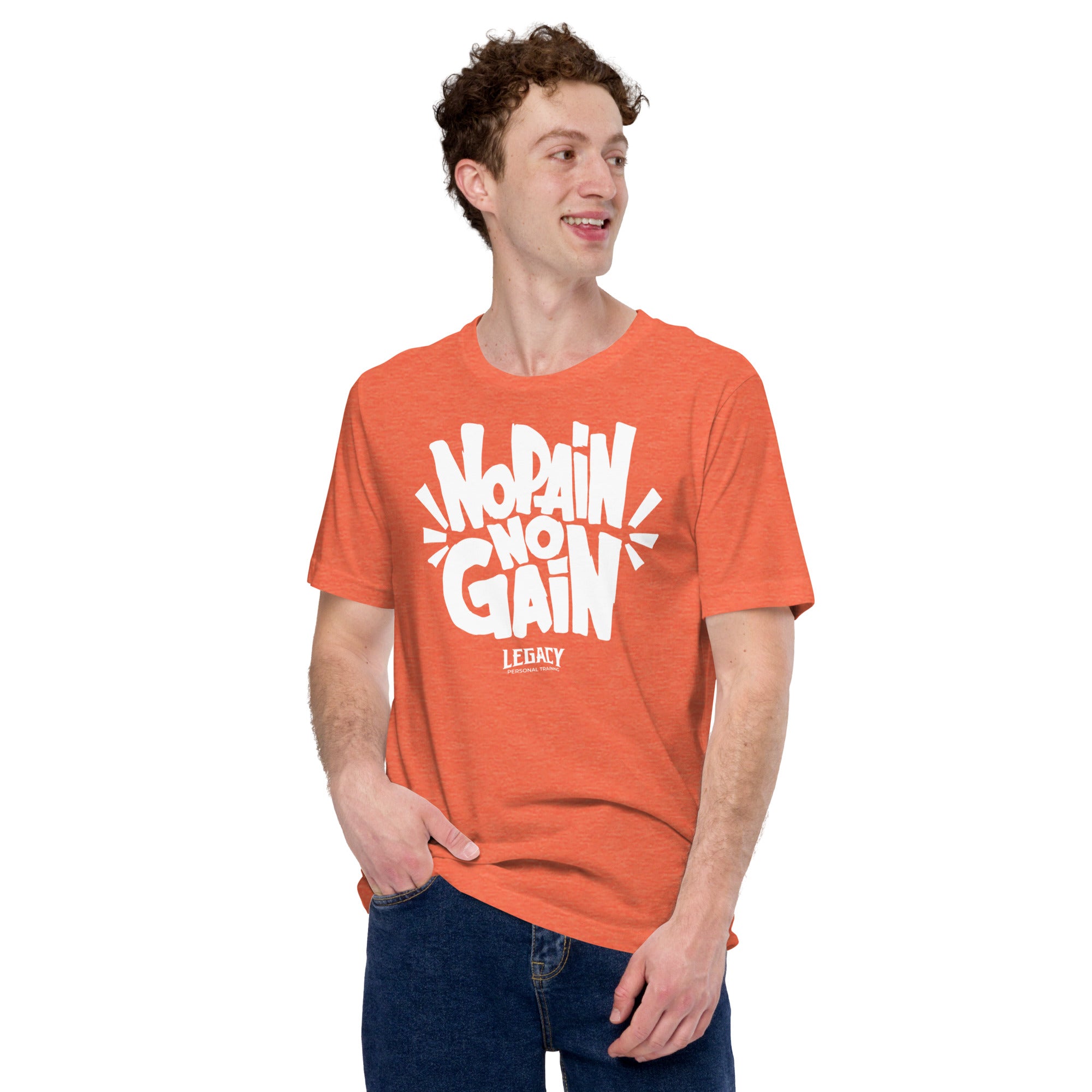 No Pain No Gain Orange Heather Short-Sleeve Unisex T-Shirt