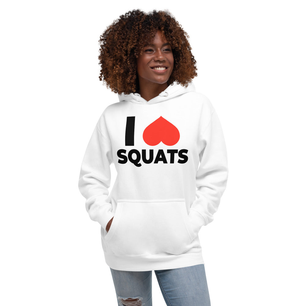 I ♥ Squats White Unisex Hoodie