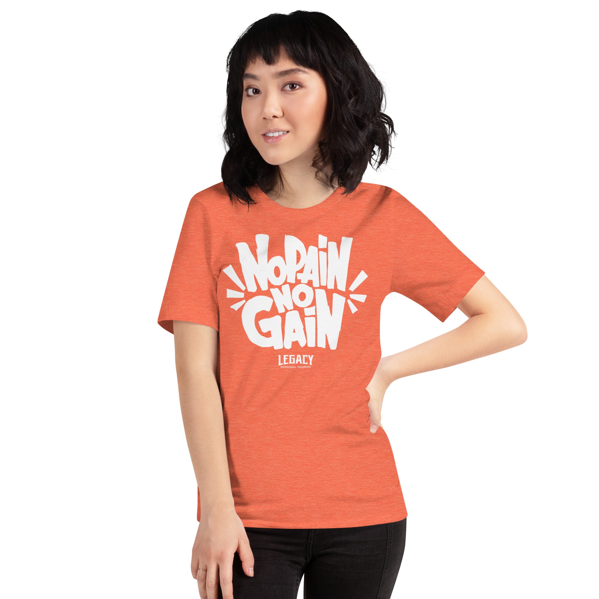 No Pain No Gain Orange Heather Short-Sleeve Unisex T-Shirt